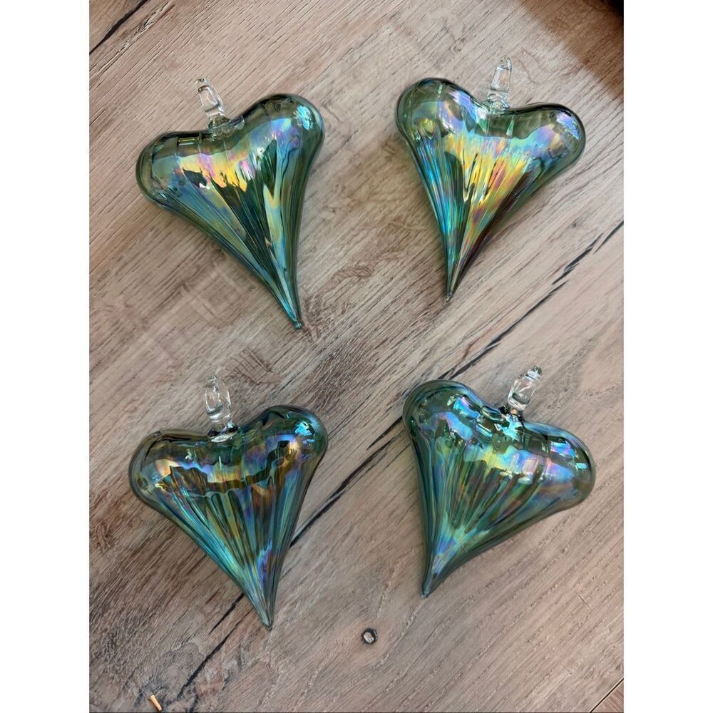 handblown glass heart ornament bundle of 4